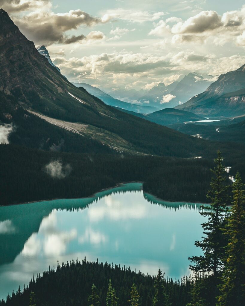 mountain and lakes