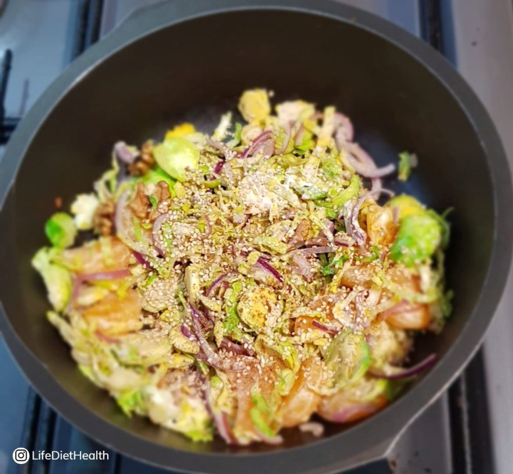 mixed winter salad in a pan